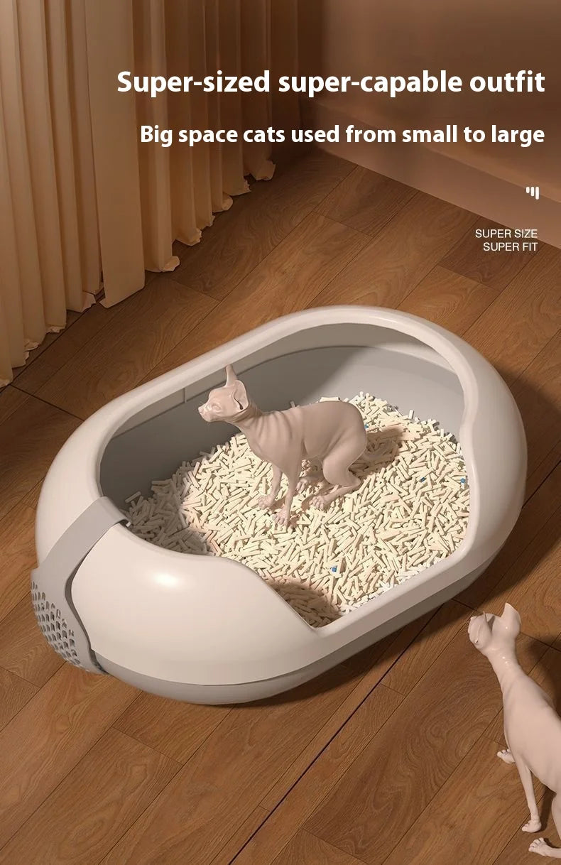 Oversized Anti-Splash Cat Litter Box Semi-Closed PP and Plastic Pet Supplies with Sand Closed Cat Toilet