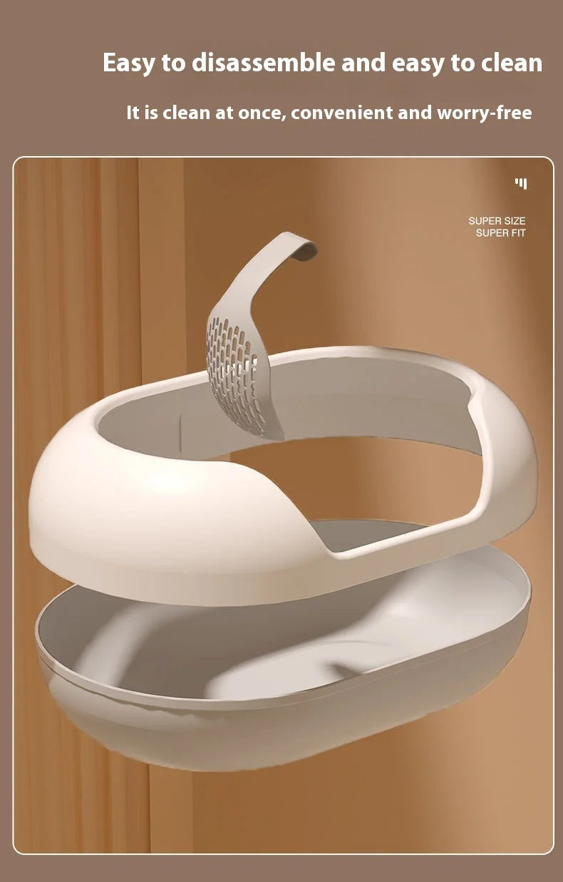 Oversized Anti-Splash Cat Litter Box Semi-Closed PP and Plastic Pet Supplies with Sand Closed Cat Toilet