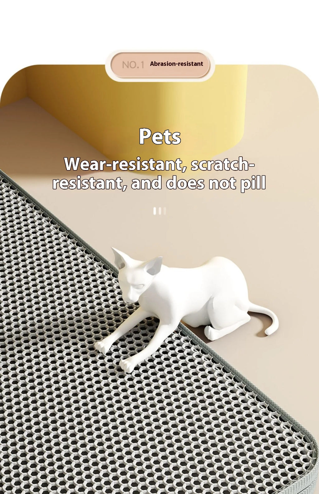 Cat Litter Mat 2-Layer Design Premium Sand Trapping Technology Waterproof Base Non-Slip Pet Floor Protector for Indoor Kittens