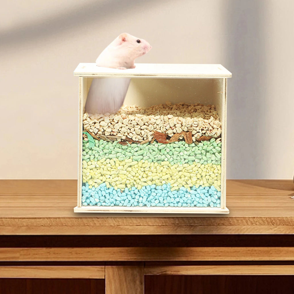 Hamster Sand Bath Box, Digging Room Litter Case, Easy to Clean, Hamster Litter Case for Small Animals Lemmings Gerbils