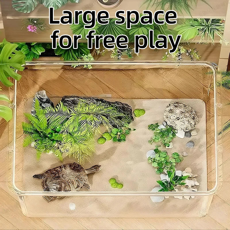 Transparent Aquarium Creative Desktop Fish Tank for Office Home Decor Rectangular(Bare Tank, No Scenery or Stones Included)