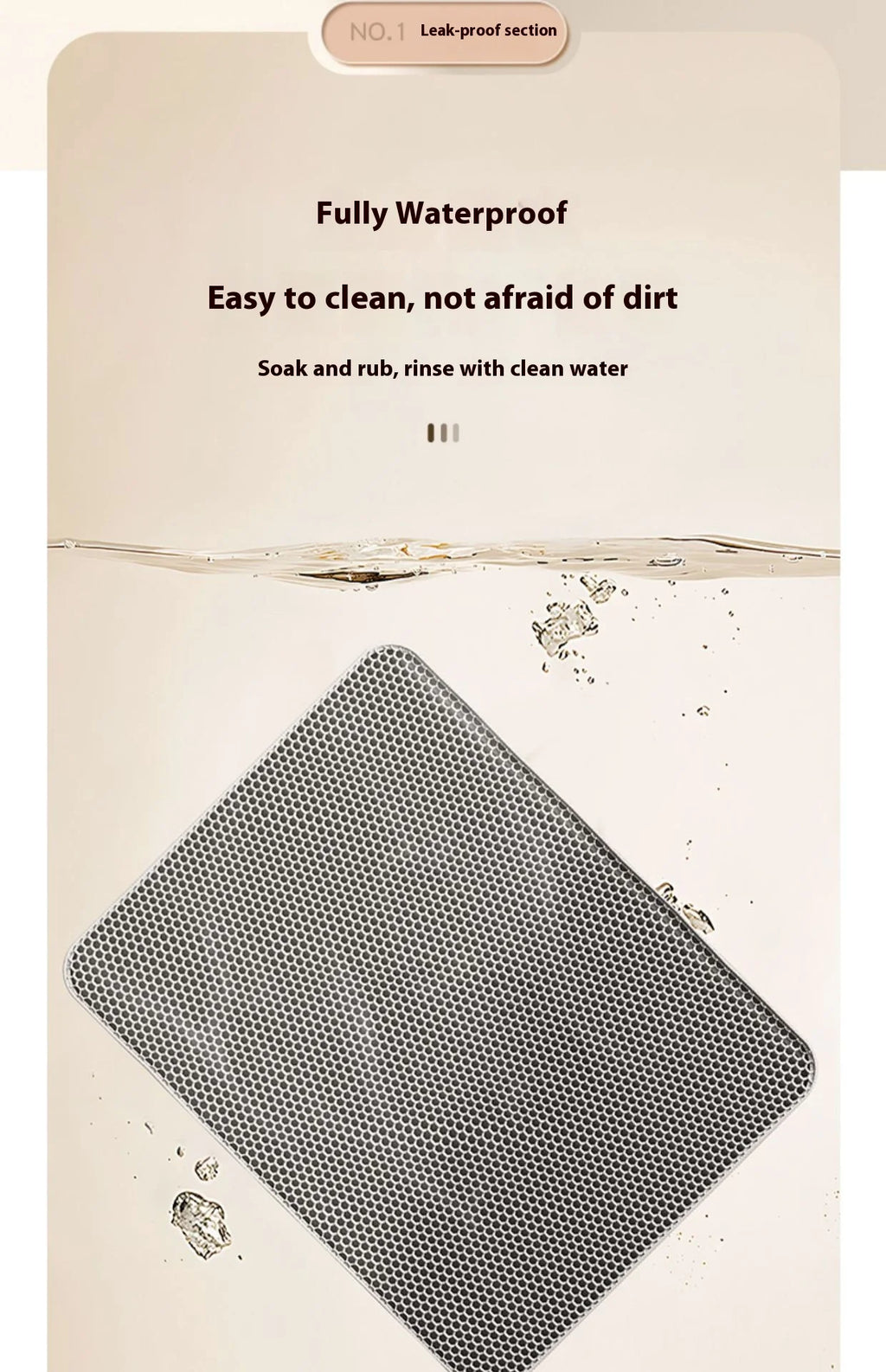 Cat Litter Mat 2-Layer Design Premium Sand Trapping Technology Waterproof Base Non-Slip Pet Floor Protector for Indoor Kittens