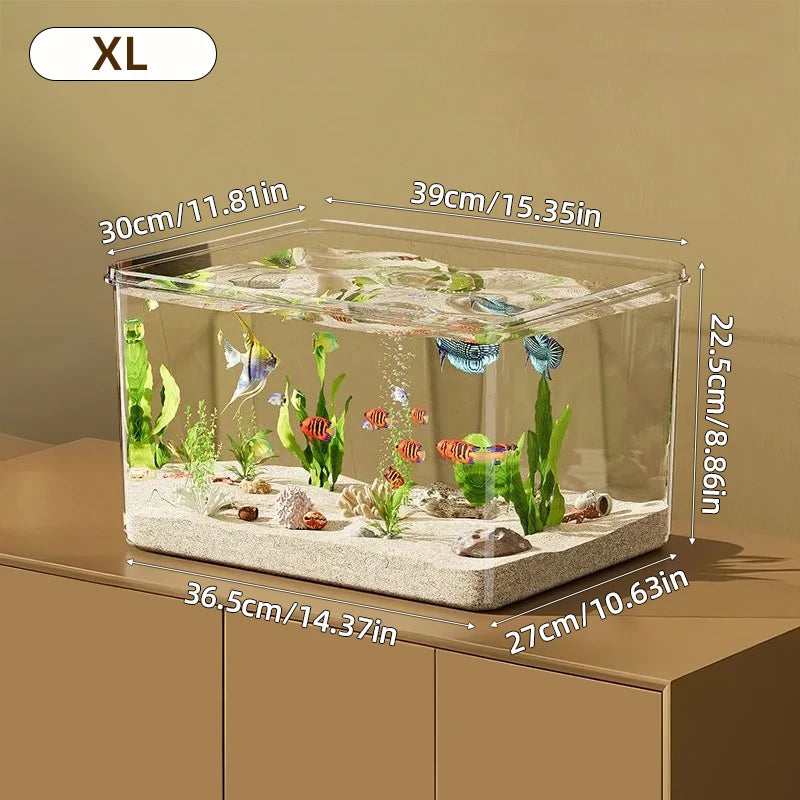 Transparent Aquarium Creative Desktop Fish Tank for Office Home Decor Rectangular(Bare Tank, No Scenery or Stones Included)